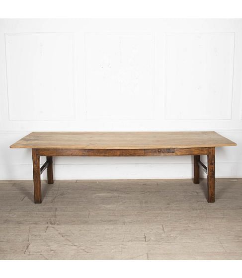 19th Century French Scrubbed Elm Farmhouse Table