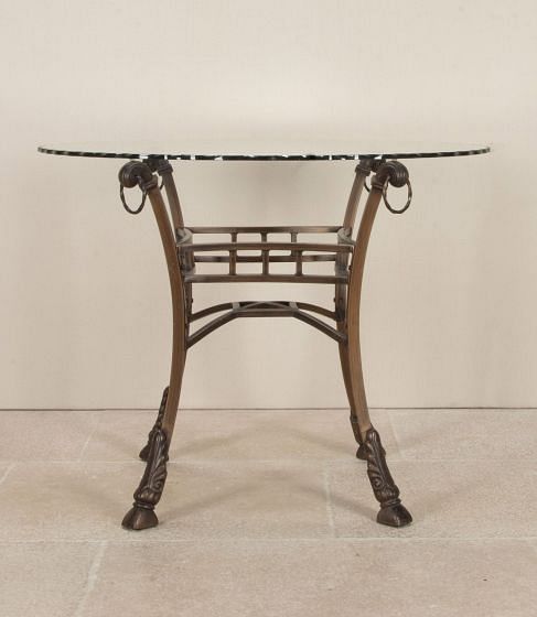 Mid-Century English Iron Dining Table with Scalloped Glass Top