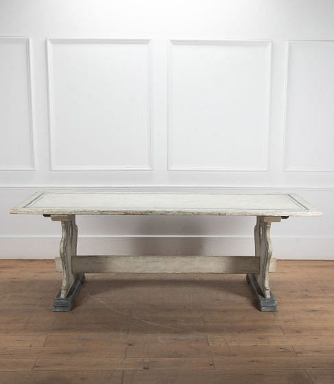 Large Early 20th Century Italian Tuscan Trestle Table