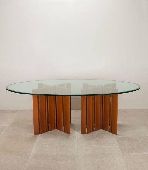 Mid-Century Danish Dining Table with Glass Top