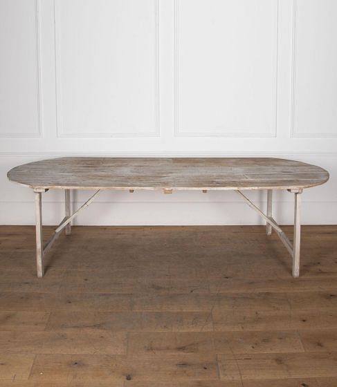 20th Century Large Painted Pine Trestle Dining Table