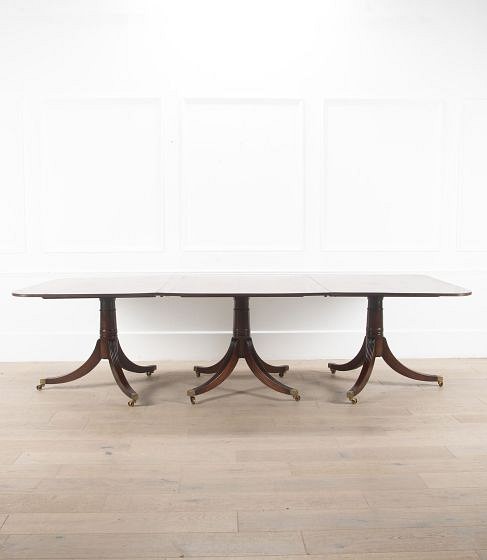 SALE: Late 20th Century Georgian Style Three Pillar Mahogany Dining Table