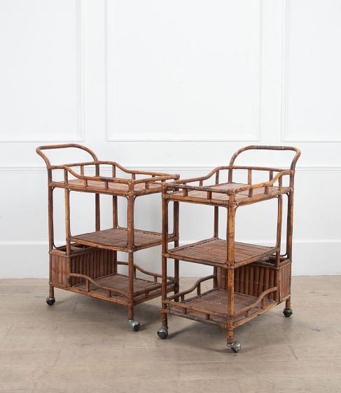 Pair of Italian 20th Century Bamboo Trolleys