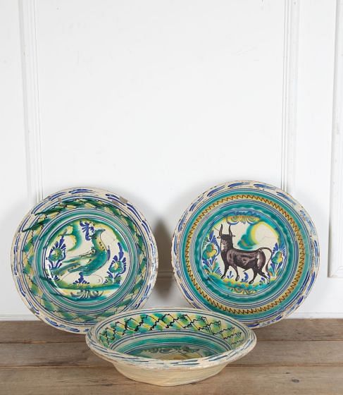 Set of Three 19th Century Spanish Lebrillos from Granada