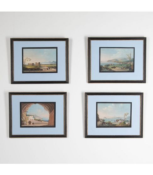 Set of Four 19th Century Gouache Paintings