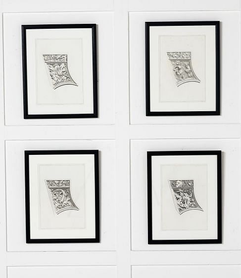 Set of Four 19th Century French Framed Engravings of Cathedral d'Auch