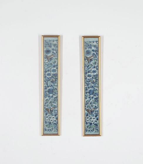 Pair of 19th Century Chinese Hand Embroidered Silk Sleeves