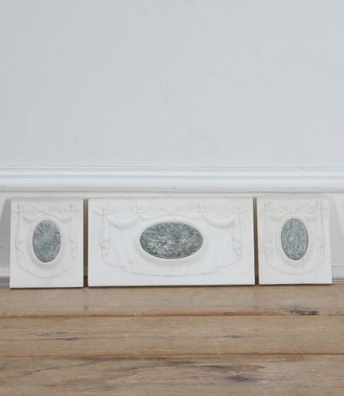 Set of Three Edwardian Carved Marble Panels