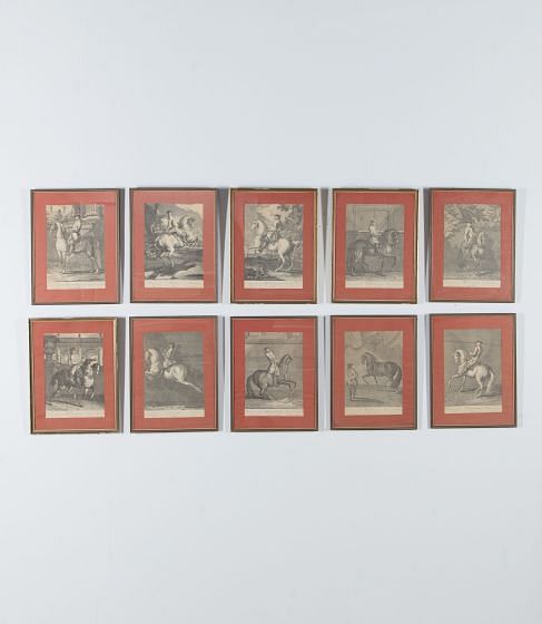 Set of Ten 18th Century German Equestrian Engravings by Johann Elias Ridinger