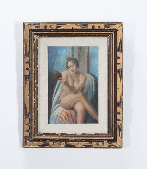 20th Century Art Nouveau Original Semi Nude Oil Painting