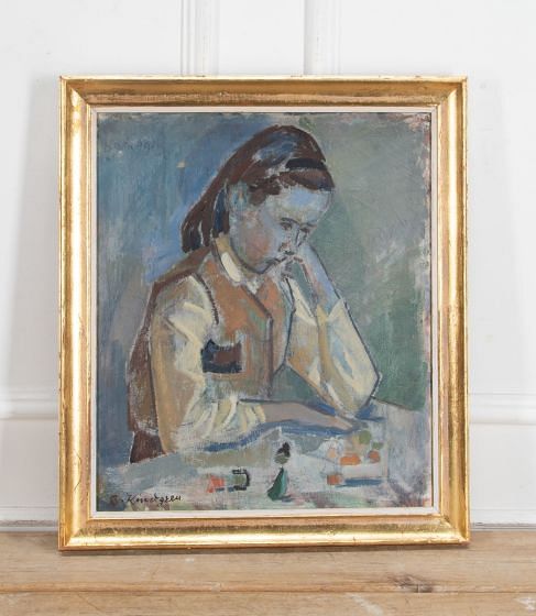 Mid-20th Century Swedish Oil Painting 'The Big Sulk'