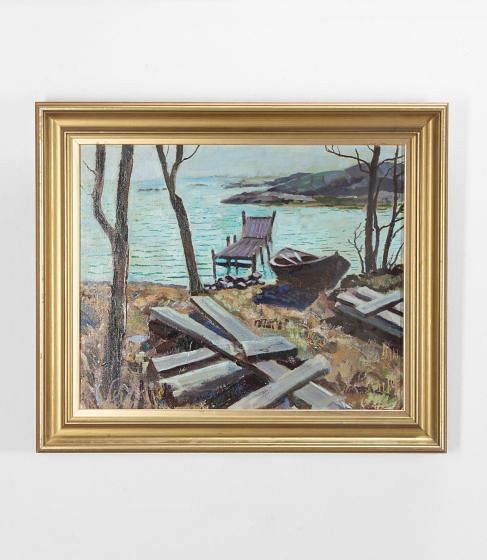 20th Century Swedish Oil Painting 'The Old Jetty'