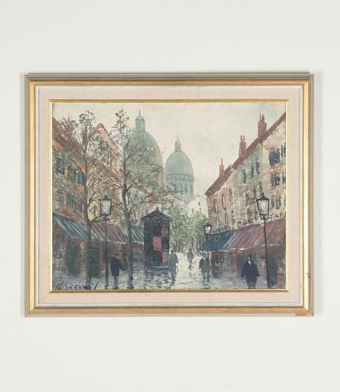Mid-Century European Original Oil on Board Painting 'After Rain, Montmartre'