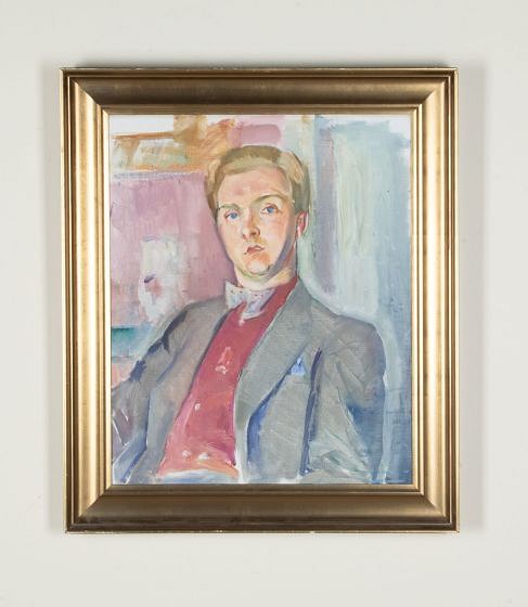 20th Century Swedish Oil on Canvas Painting 'The Man of the Moment'