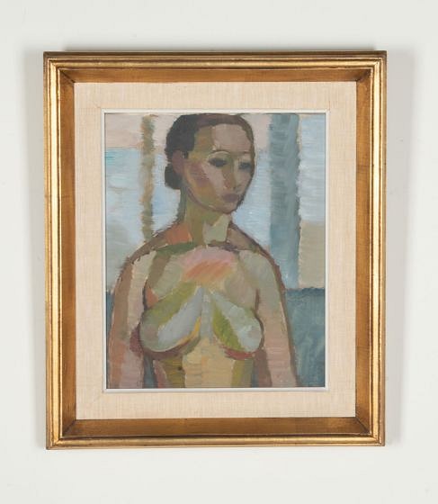 20th Century Swedish Modernist Oil on Canvas Painting 'Studio Nude'