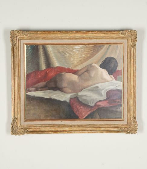 20th Century French Oil on Canvas Painting 'Reclining Nude' by Albert Genta (1901-1989)