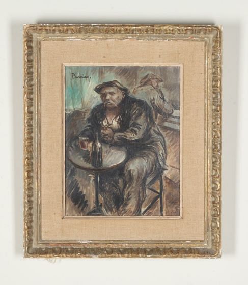 20th Century Swedish Oil on Canvas Painting 'Le Vieux Buveur'