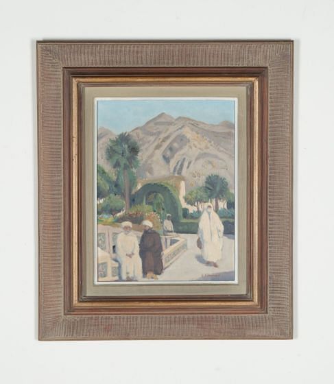 20th Century Swedish Oil on Board Painting 'In a North African Garden'