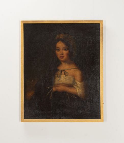 19th Century French Oil on Canvas Portrait of a Young Girl