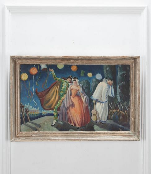 20th Century Framed Painting of The Venice Carnival