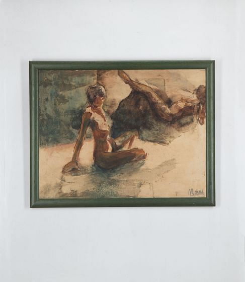 Framed Painting Of Two Female Nude Figures
