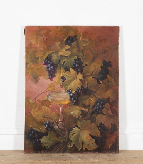Large Painting Of Grapes And Champagne