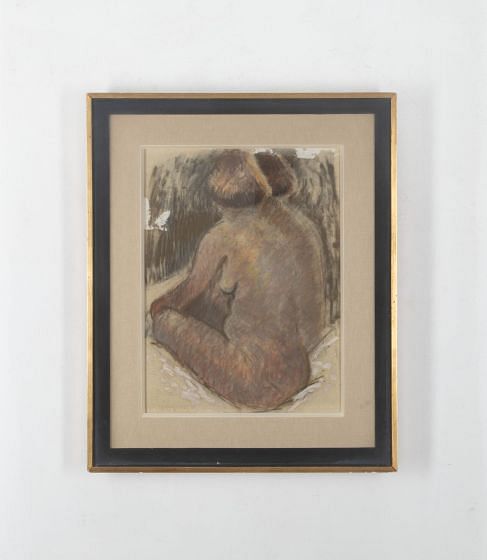 Painting Of Seated Nude Female Figure By Henri Andre Martin