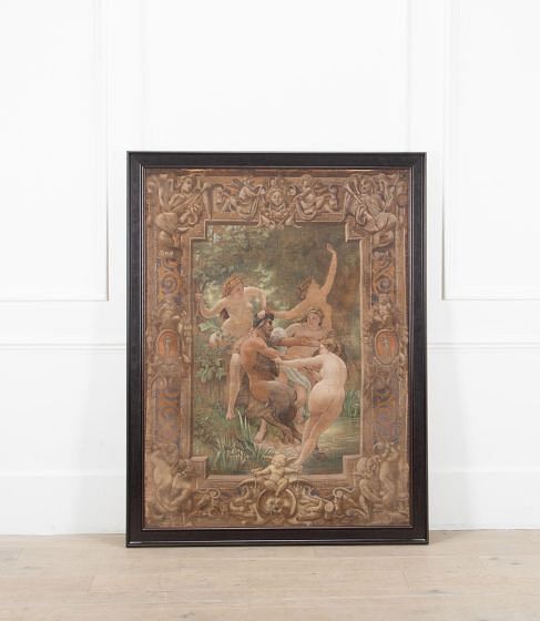 Large Framed 19th Century French Fabric Panel