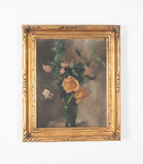 Framed Still Life Painting Of Roses By Picart Le Doux