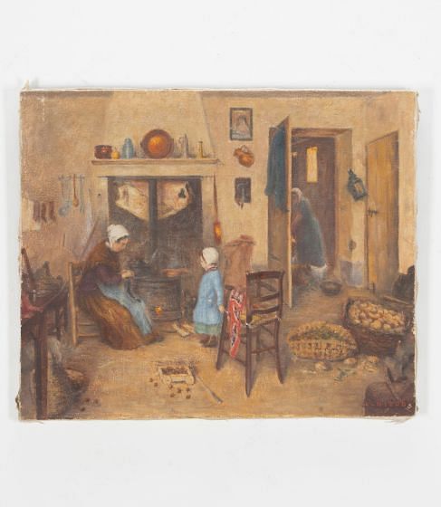 Painting Of An French Interior Scene By L. Nicod