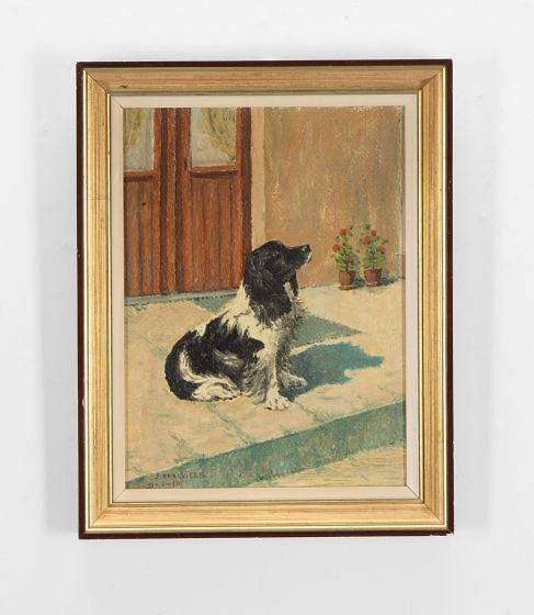French 20th Century Framed Portrait of a Spaniel