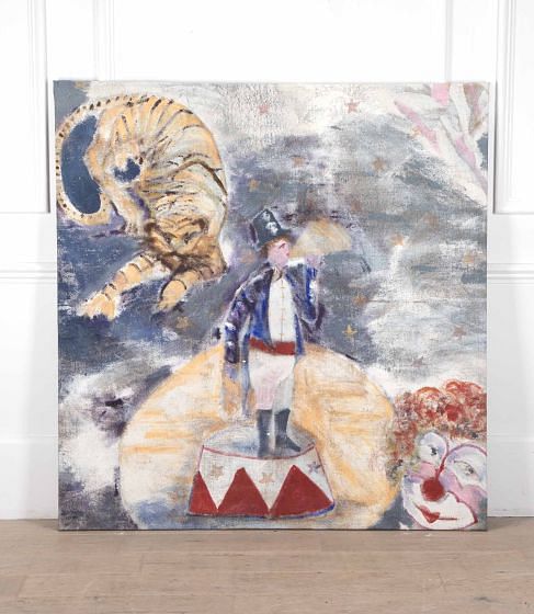 Large 20th Century French Circus Painting 'Ringmaster With Performers'