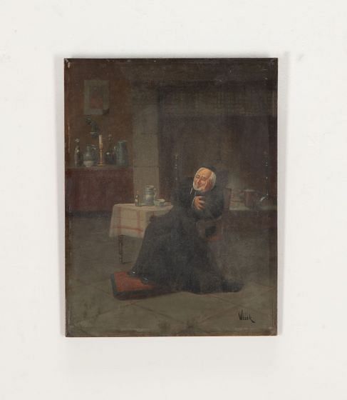 Small 19th Century French Oil Painting 'The Toothache'