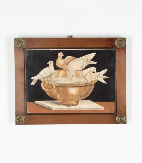 Large 19th Century Italian Scagliola Panel of 'The Doves of Pliny'
