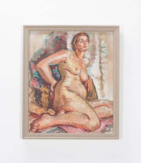 20th Century Oil on Board - Seated Nude