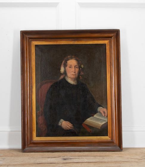 Large 19th Century Framed Oil Portrait of a Lady