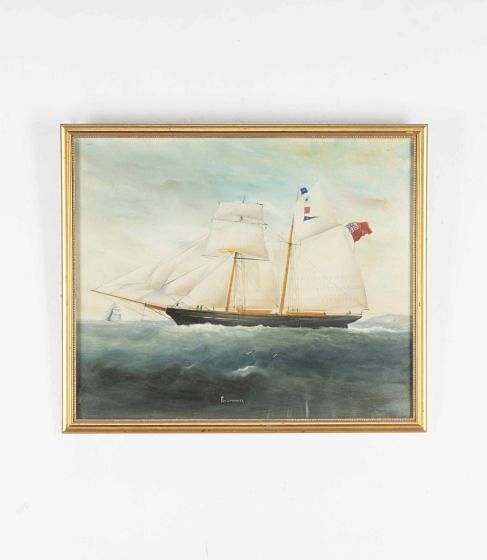 19th Century English Painting of a Ship
