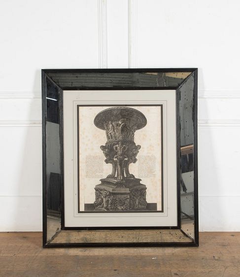 18th Century French Classical Engraving in Mirrored Frame