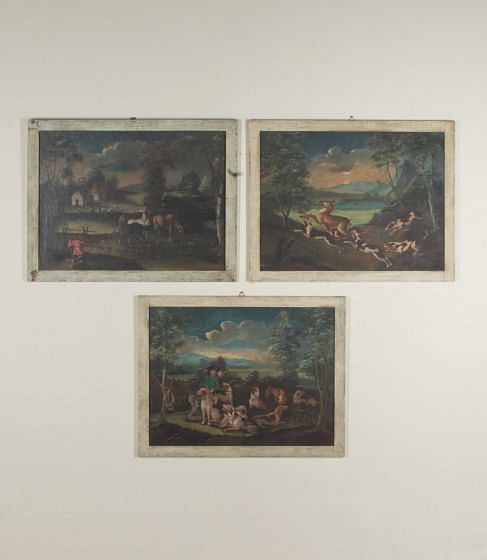 Set of Three Late 18th Century Dutch Oil on Canvas of Rural Scenes