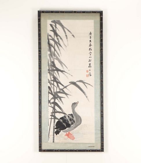 Late 19th Century Chinese Watercolour Scroll in Contemporary Frame