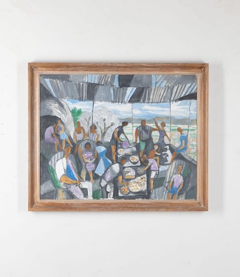 20th Century Oil on Canvas Painting 'Mediterranean Feast' by Julian Trevelyan