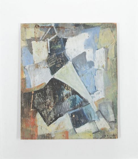 Abstract Oil on Wood Signed Eynard