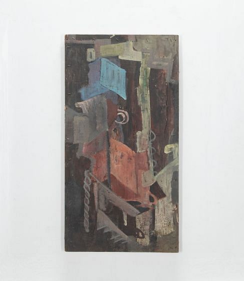 Unsigned Abstract Oil Painting on Wood