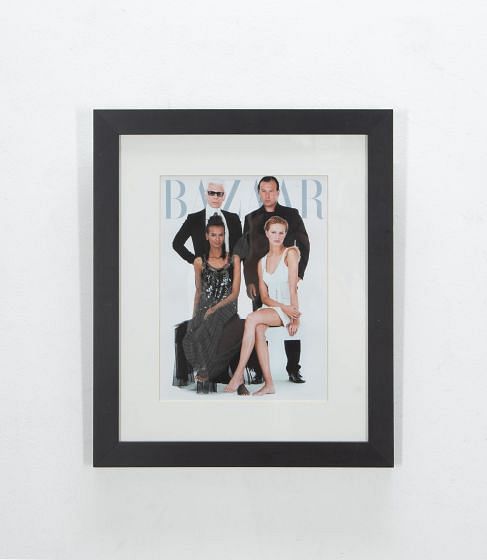 Cover Photo of Karl Lagerfeld with Models for Bazaar Magazine