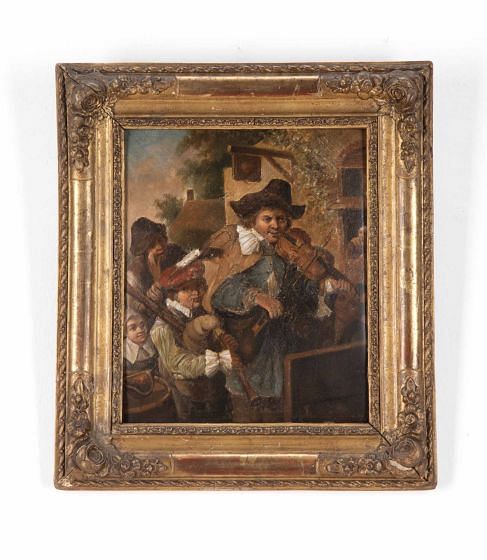 18th Century Dutch Oil Painting 'The Wandering Musicians'