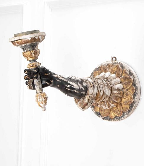 18th Century French Carved Wood Arm Wall Sconce