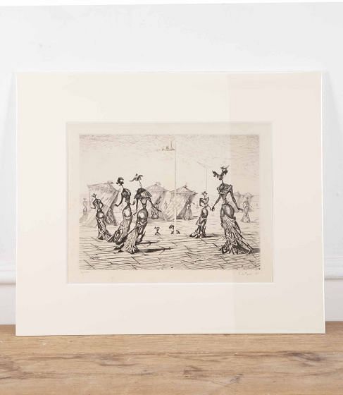 20th Century French Original Etching "Les belles de mer" by Lucien Coutaud