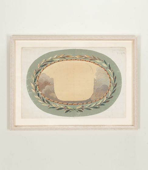 19th Century Framed Aubusson Tapestry Painting on Paper