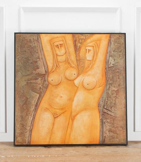 English 20th Century Plaster Relief Painting