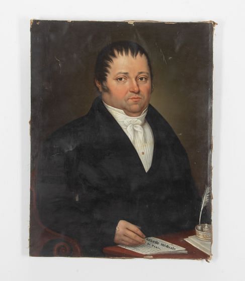 Naive French 19th Century Portrait Painting